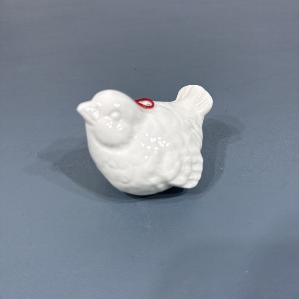 Vintage Department 56 Bird Christmas Ornament White Bone China 3"